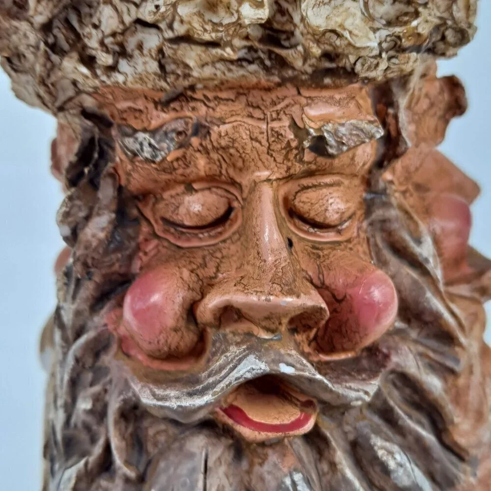 Candleholder 3 Face Santa Primitive Resin Decor Collectible Brown Tan